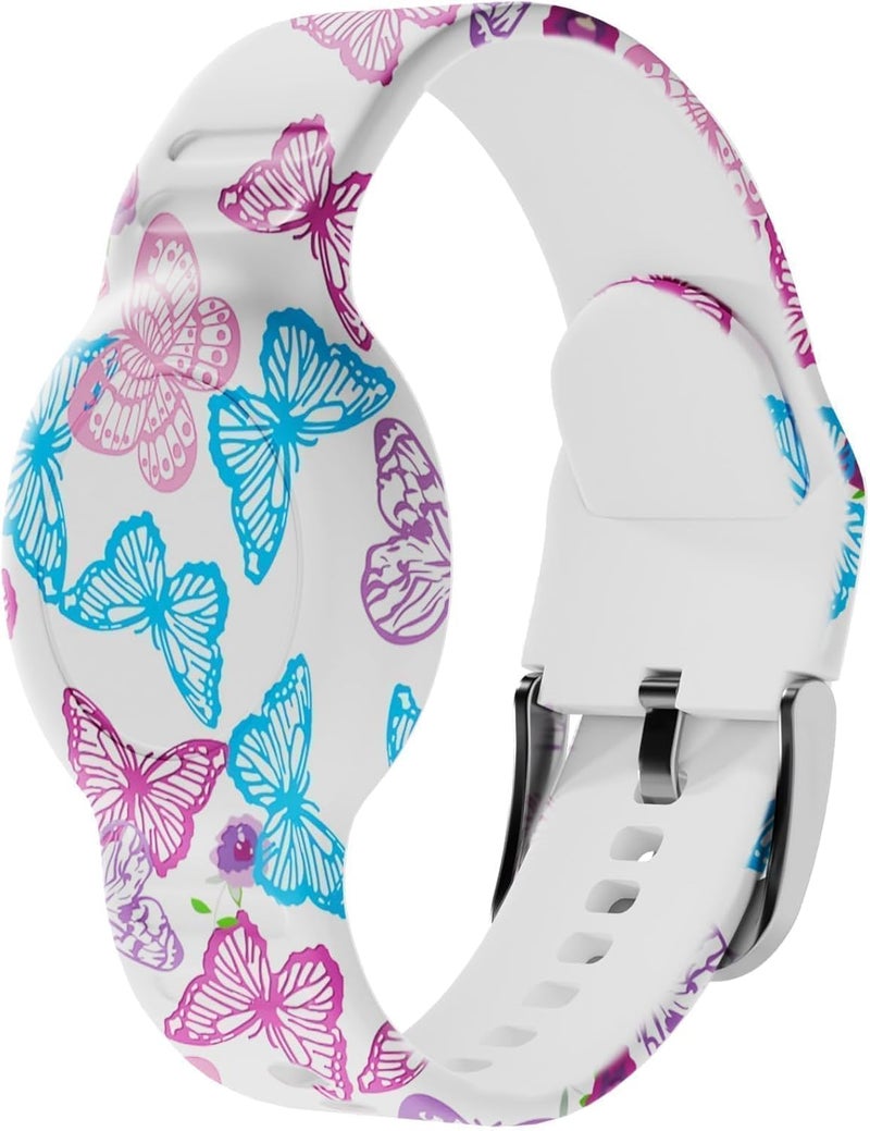 Foweroty for AirTag Bracelet for Kids, Waterproof Cute Print for Air tag Holder for Kids with Soft Silicone Full Coverage Anti-Lost Hidden for Airtag Wristband Accessories for Child, Butterfly - Image 1